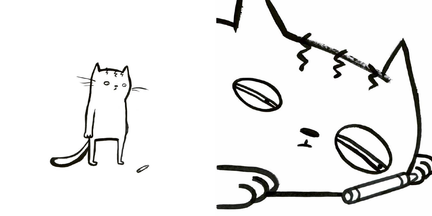SCRIBBLE DOODLE CAT IS BORED SPREAD 3 JPEG resized
